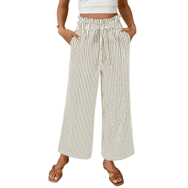 Women’s Striped High-Waisted Wide-Leg Pants