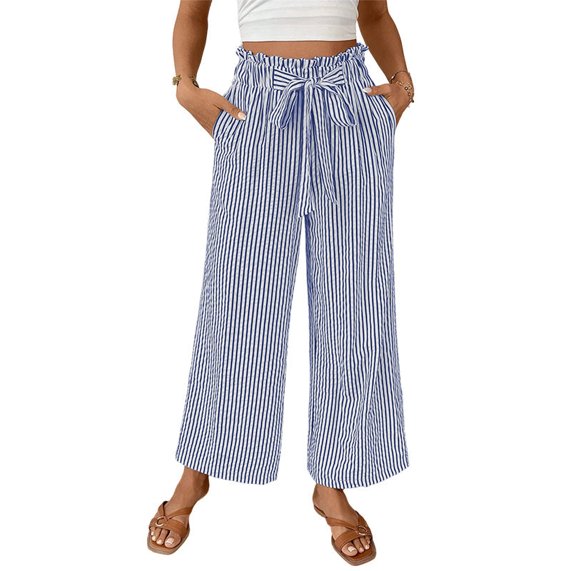 Women’s Striped High-Waisted Wide-Leg Pants