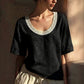 Lace-Trimmed U-Neck Top – Breathable & Effortless Flow