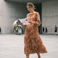Women's Elegant Floral V-Neck Midi Dress