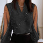 V-Neck Breathable Sheer Long Sleeve Top