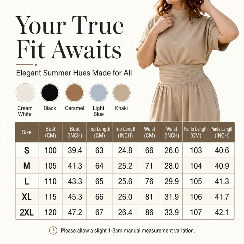 Women's Short Sleeve Mock Neck Wide-Leg Jumpsuit