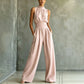 Women's Sleeveless Mock Neck Wide-Leg Jumpsuit