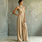 Women's Sleeveless Mock Neck Wide-Leg Jumpsuit