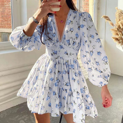Women's Floral V-Neck Mini Dress