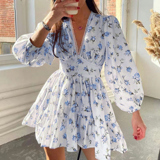 Women's Floral V-Neck Mini Dress