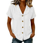 Women's Short Sleeve Cotton Linen Shirt