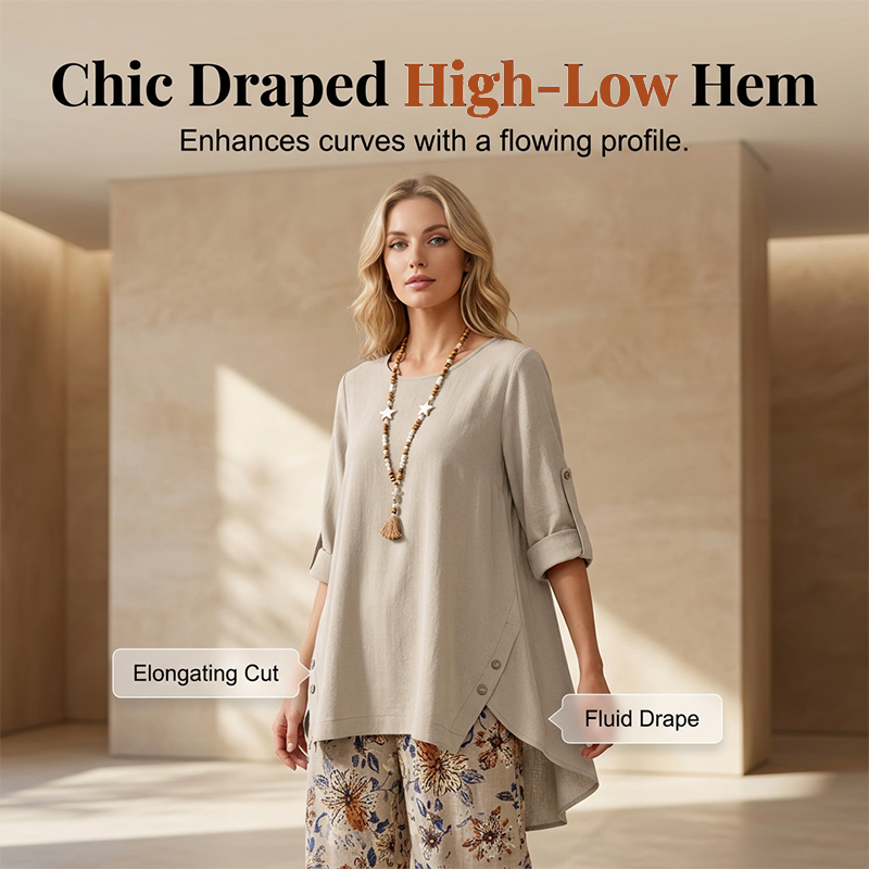 💥New Arrival, 50% OFF! Women's Cotton Linen Half-Sleeve Top Set