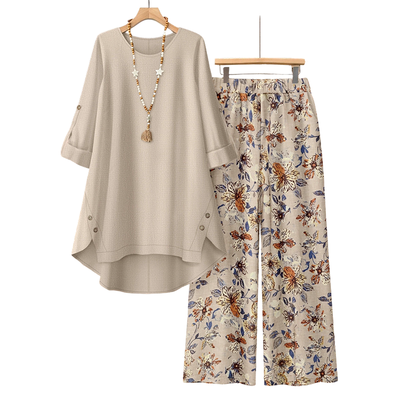 💥New Arrival, 50% OFF! Women's Cotton Linen Half-Sleeve Top Set