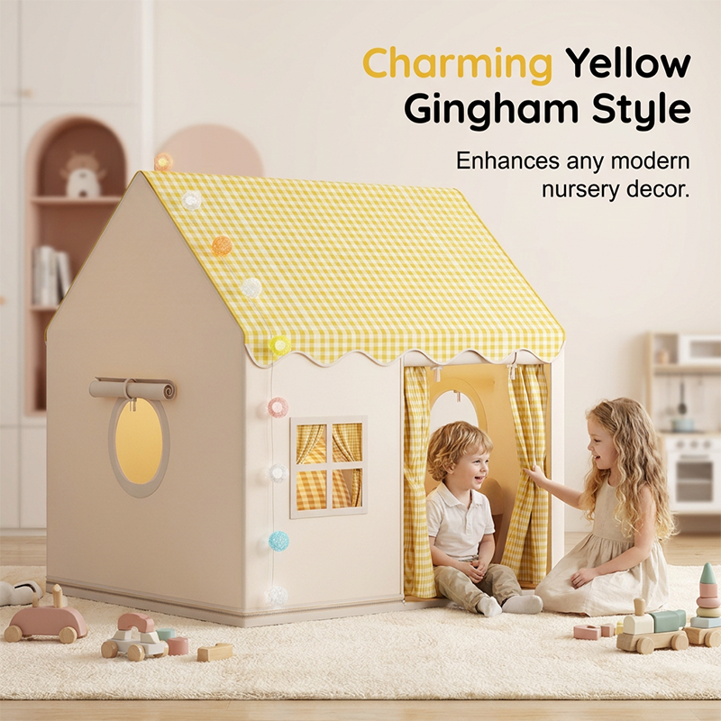 🏰 LIMITED-TIME 50% OFF! ✨ Dream Play Tent for Kids – Fairy Lights, Roomy Interior, Gingham Style 🌟