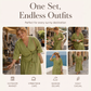 Women's Casual Wrap Top & Side Button Skirt Set