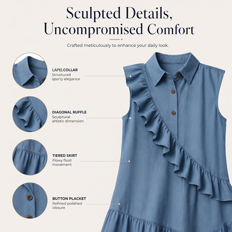 🔥Summer Specials-Women's Summer Sleeveless Dress with Front Ruffle