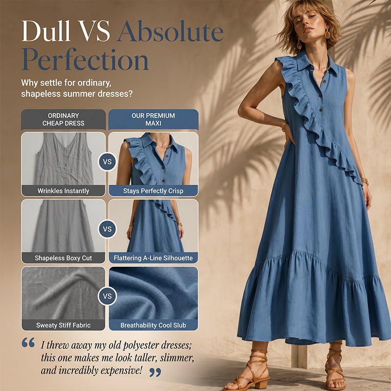 🔥Summer Specials-Women's Summer Sleeveless Dress with Front Ruffle
