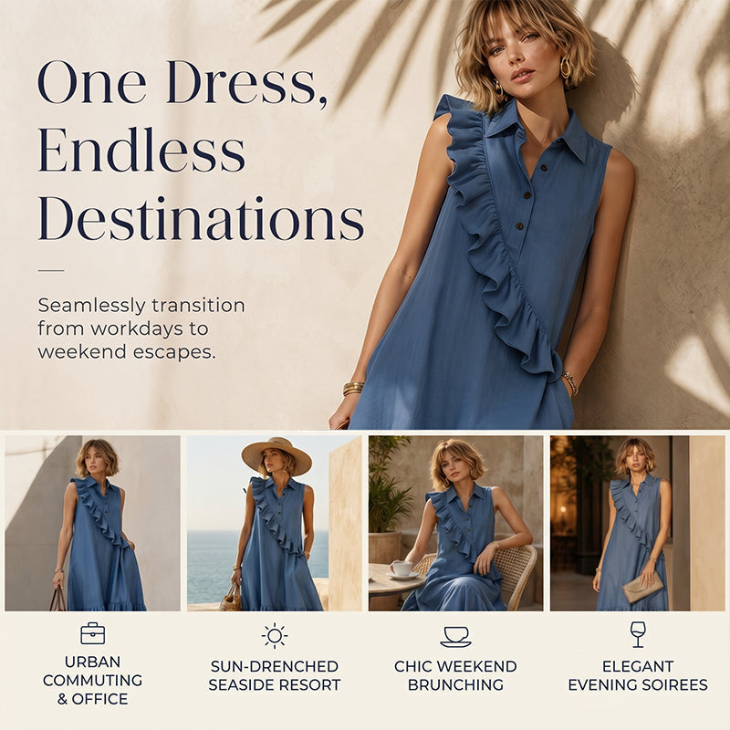 🔥Summer Specials-Women's Summer Sleeveless Dress with Front Ruffle