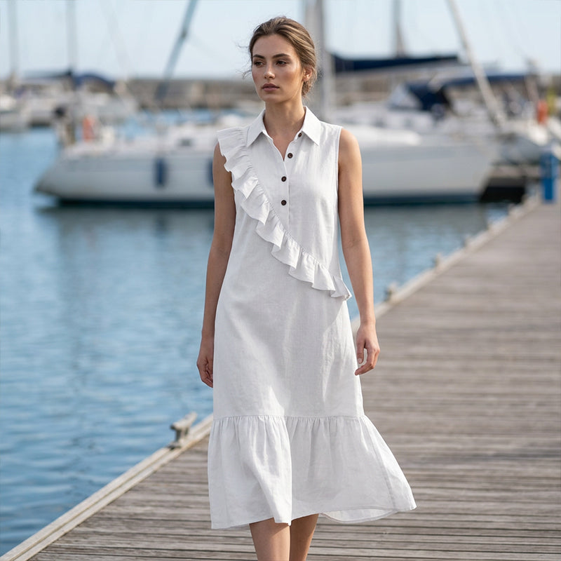 🔥Summer Specials-Women's Summer Sleeveless Dress with Front Ruffle