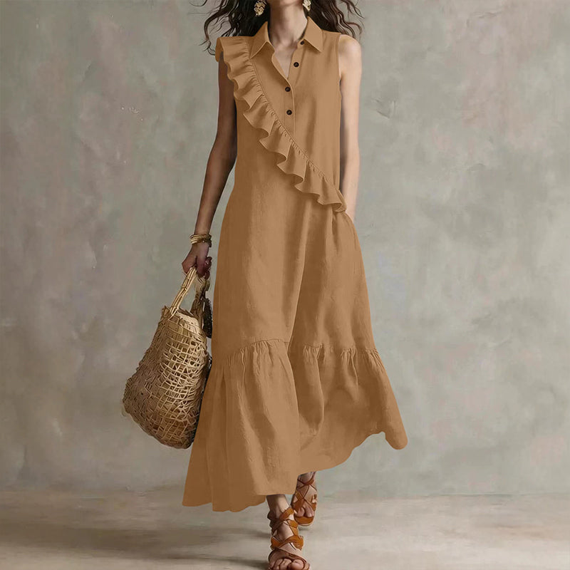 🔥Summer Specials-Women's Summer Sleeveless Dress with Front Ruffle