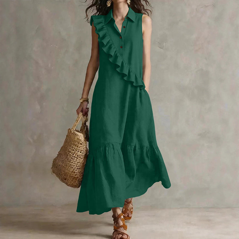 🔥Summer Specials-Women's Summer Sleeveless Dress with Front Ruffle