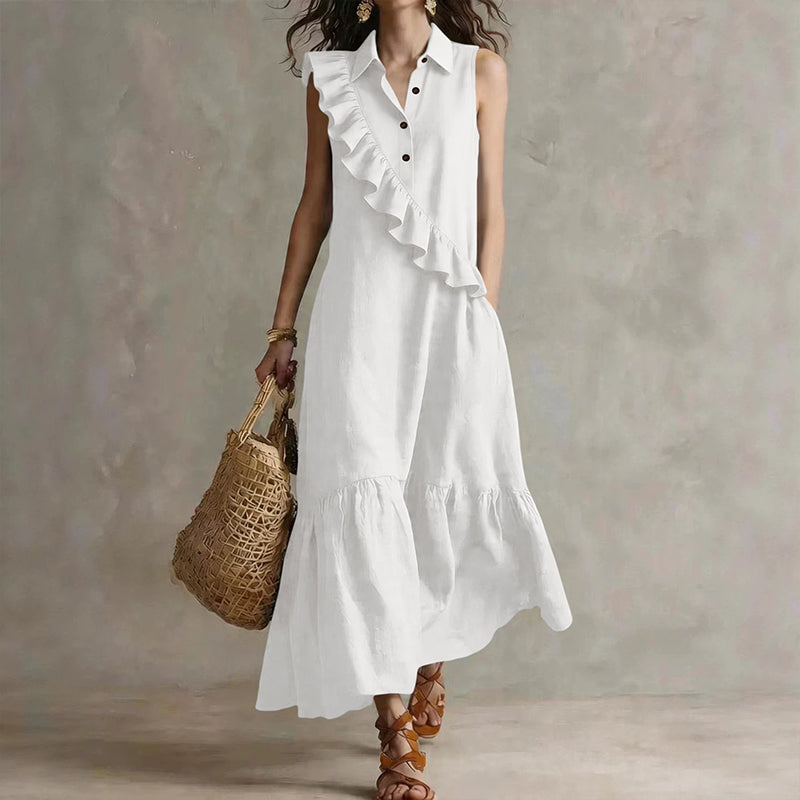 🔥Summer Specials-Women's Summer Sleeveless Dress with Front Ruffle