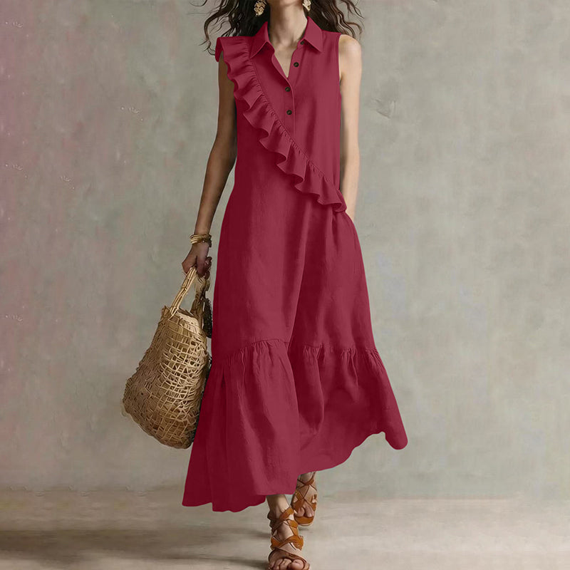🔥Summer Specials-Women's Summer Sleeveless Dress with Front Ruffle