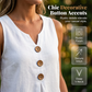 👚🌿 Lightweight, sleeveless V-neck top with pleats and buttons