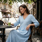 Women's V-Neck 3/4 Sleeve Maxi Dress