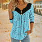 Women's Printed V-Neck Long Sleeve T-Shirt
