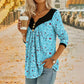 Women's Printed V-Neck Long Sleeve T-Shirt