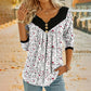 Women's Printed V-Neck Long Sleeve T-Shirt