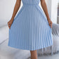 Women's Lace V-Neck Ruffle Sleeve Pleated Midi Dress