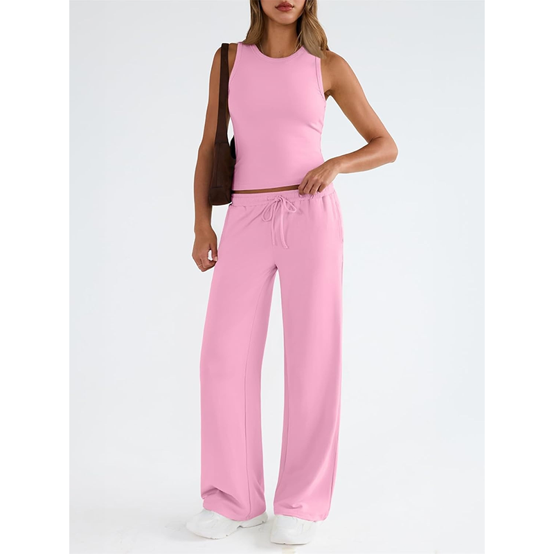 Women's Casual Sleeveless Top & High-Waisted Pants Set