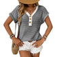 Women's Casual V-Neck Button Knit Top