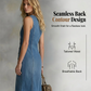⌛Limited-Time Offer-Sleeveless V-Neck Button-Front Denim Maxi Dress