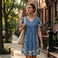 Women's V-Neck Denim Print Dress