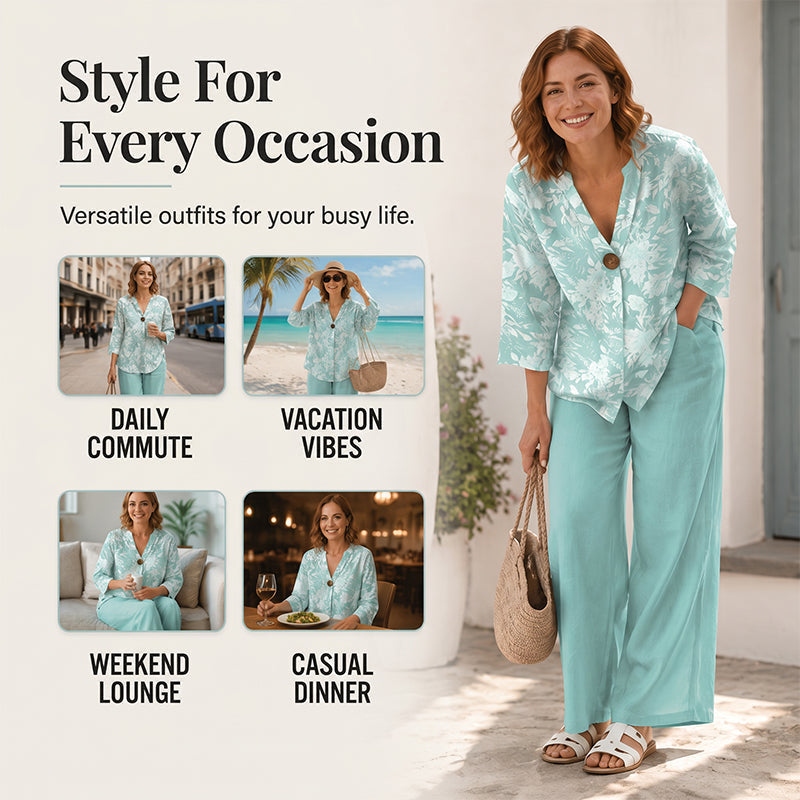 🔥Limited-Time Offer-Women's Casual V-Neck 2-Piece Set
