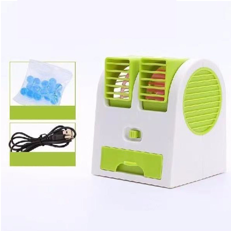 Portable Dual-Outlet Fan with Ice Drawer