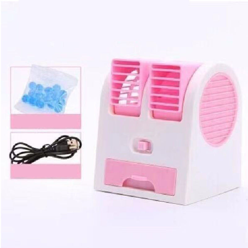 Portable Dual-Outlet Fan with Ice Drawer