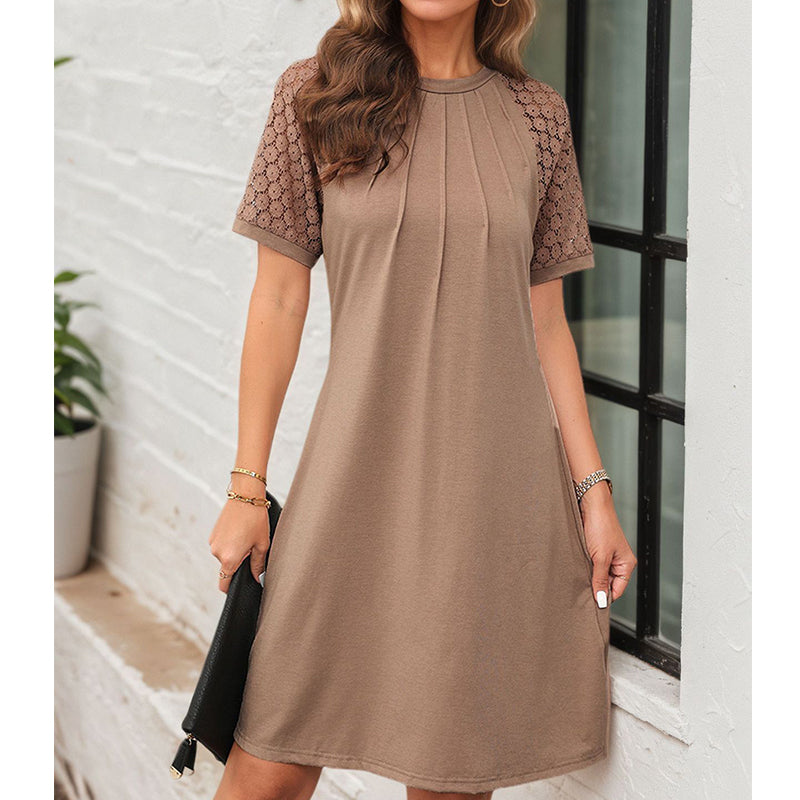 Women’s Elegant Dress with Lace Hollow Sleeves