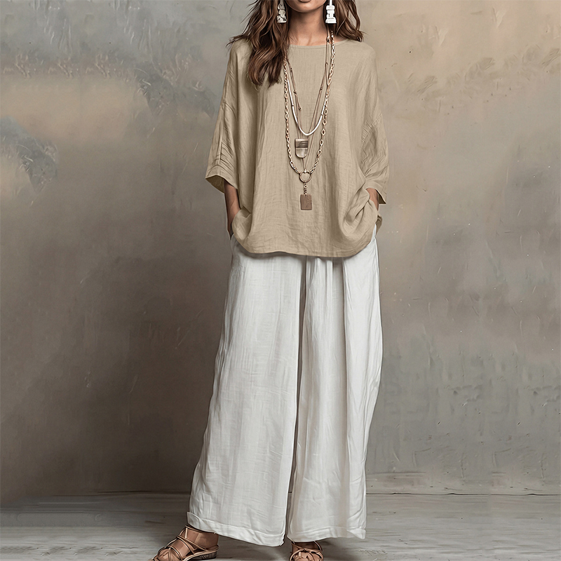 ⌛Limited-Time Offer-Women's Loose Top & Wide-Leg Pants 2-Piece Set