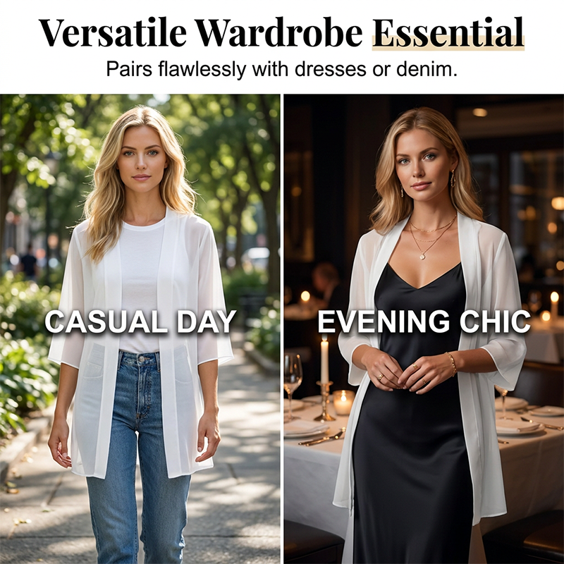 ⌛Limited-Time Offer-Women's Chiffon Open Front Cardigan Loose