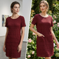 ⌛Limited-Time Offer-Women's Round Neck Textured Knee-Length Dress