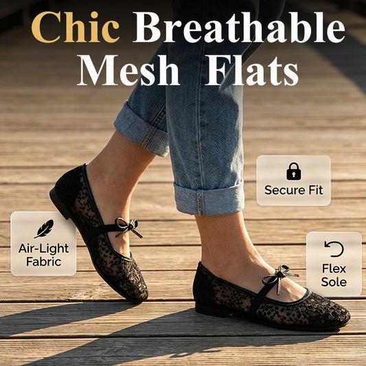 Women's French-Style Mesh Flats with Bow