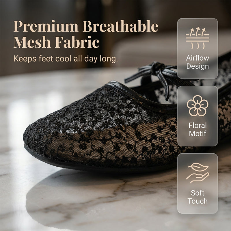 Women's French-Style Mesh Flats with Bow