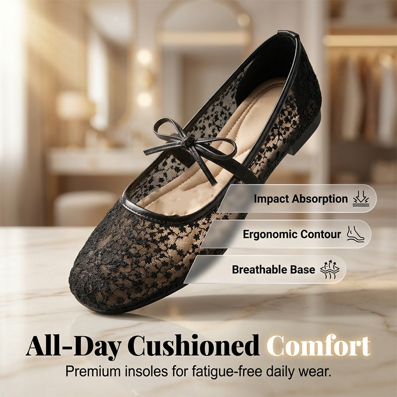 Women's French-Style Mesh Flats with Bow