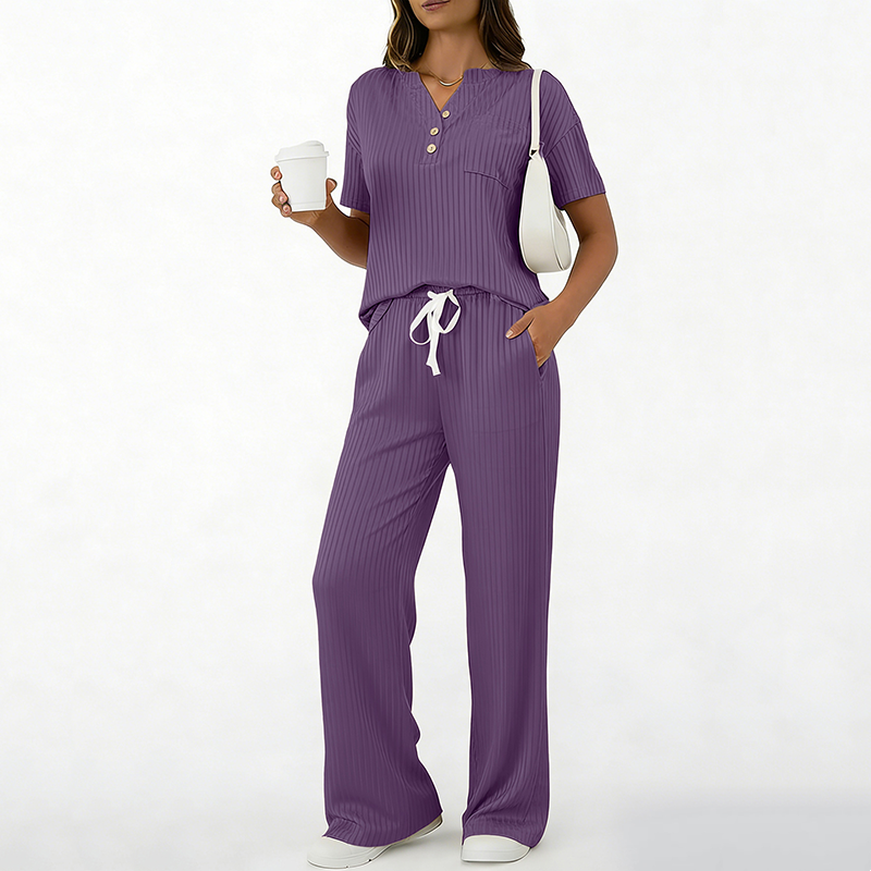 ⌛Limited-Time Offer-Women's Ribbed Knit Top & Pants 2-Piece Set