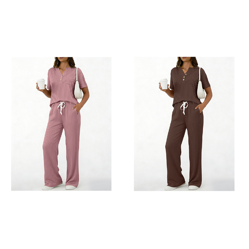 ⌛Limited-Time Offer-Women's Ribbed Knit Top & Pants 2-Piece Set