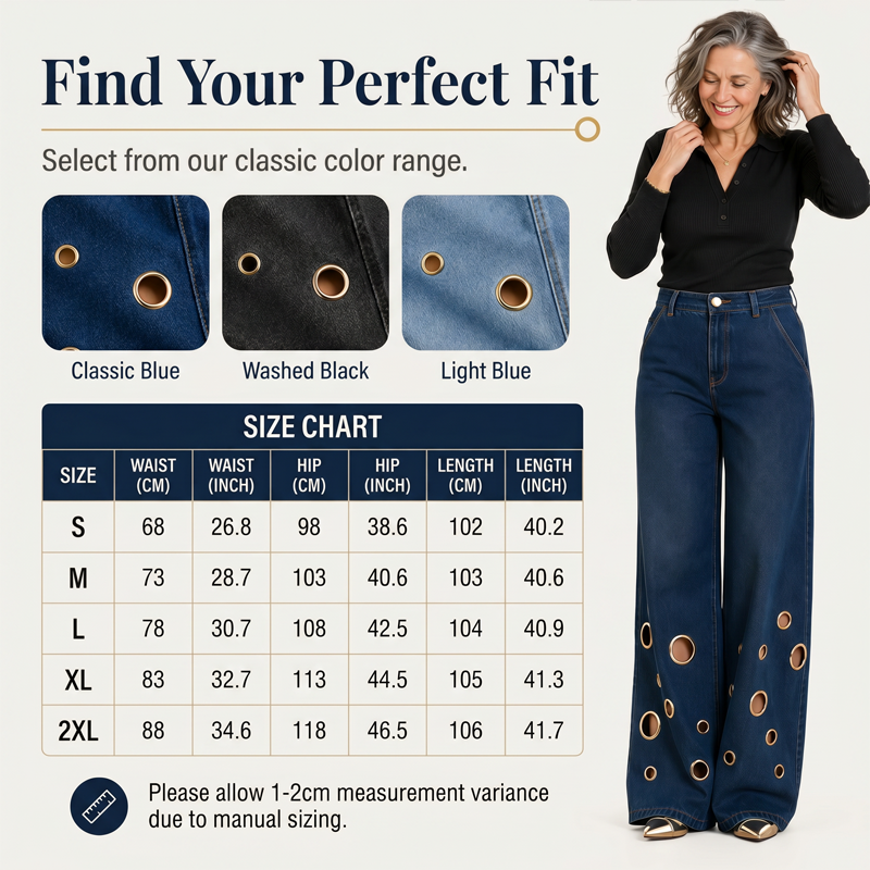 Women's Metal Eyelet Cutout Wide-Leg Jeans