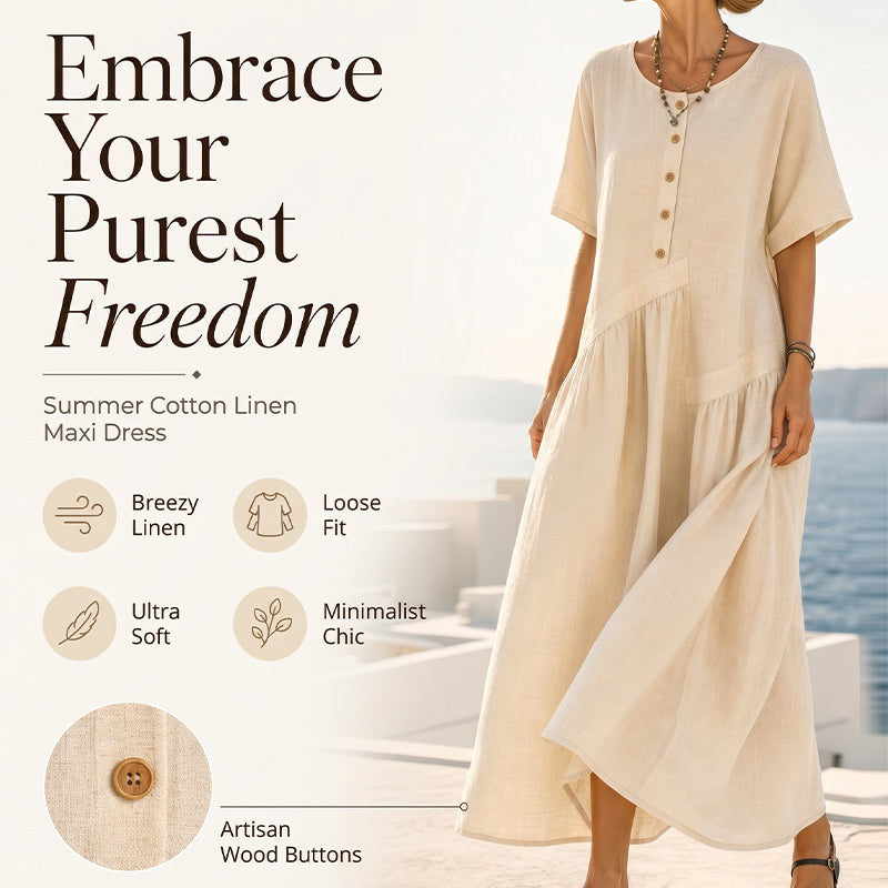 ⌛Limited-Time Offer-Women's Button-Front Short Sleeve Maxi Dress