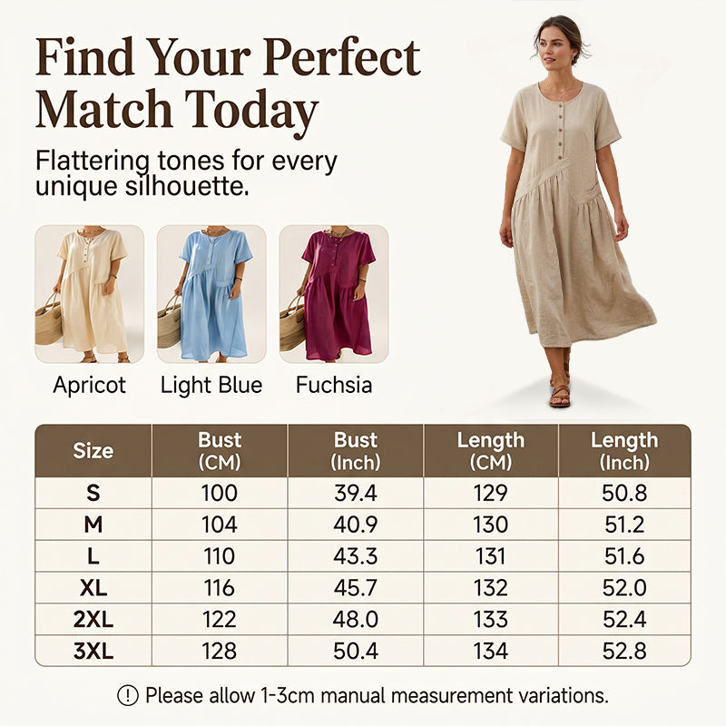 ⌛Limited-Time Offer-Women's Button-Front Short Sleeve Maxi Dress
