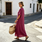 ⌛Limited-Time Offer-Women's Button-Front Short Sleeve Maxi Dress