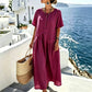 ⌛Limited-Time Offer-Women's Button-Front Short Sleeve Maxi Dress